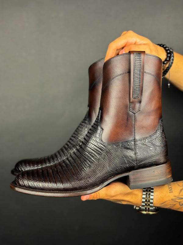 Emma Dark Brown Lizard Boots