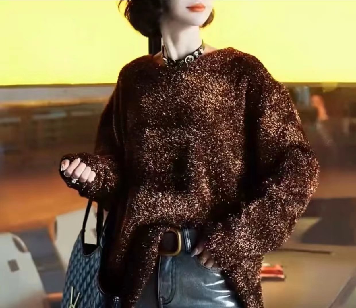 Women's bright silk sweater