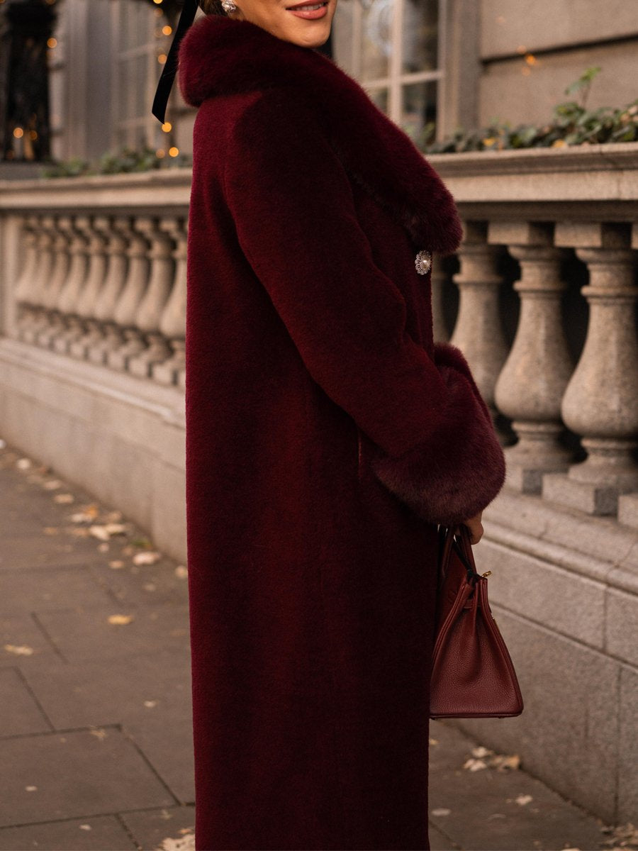 Long Coat With Faux Fur Collar