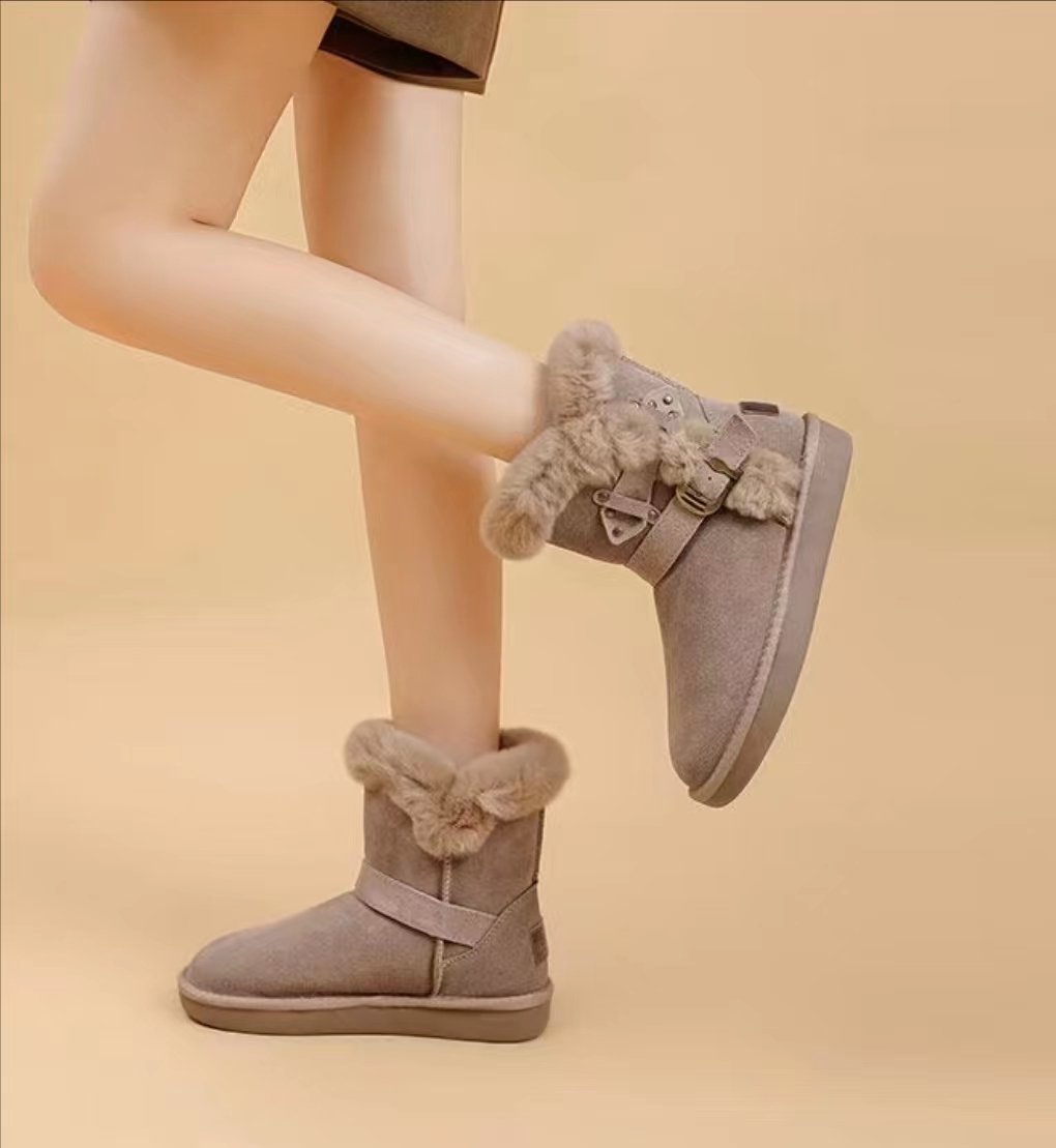 Thick Sole Plus Fleece Cotton Shoes