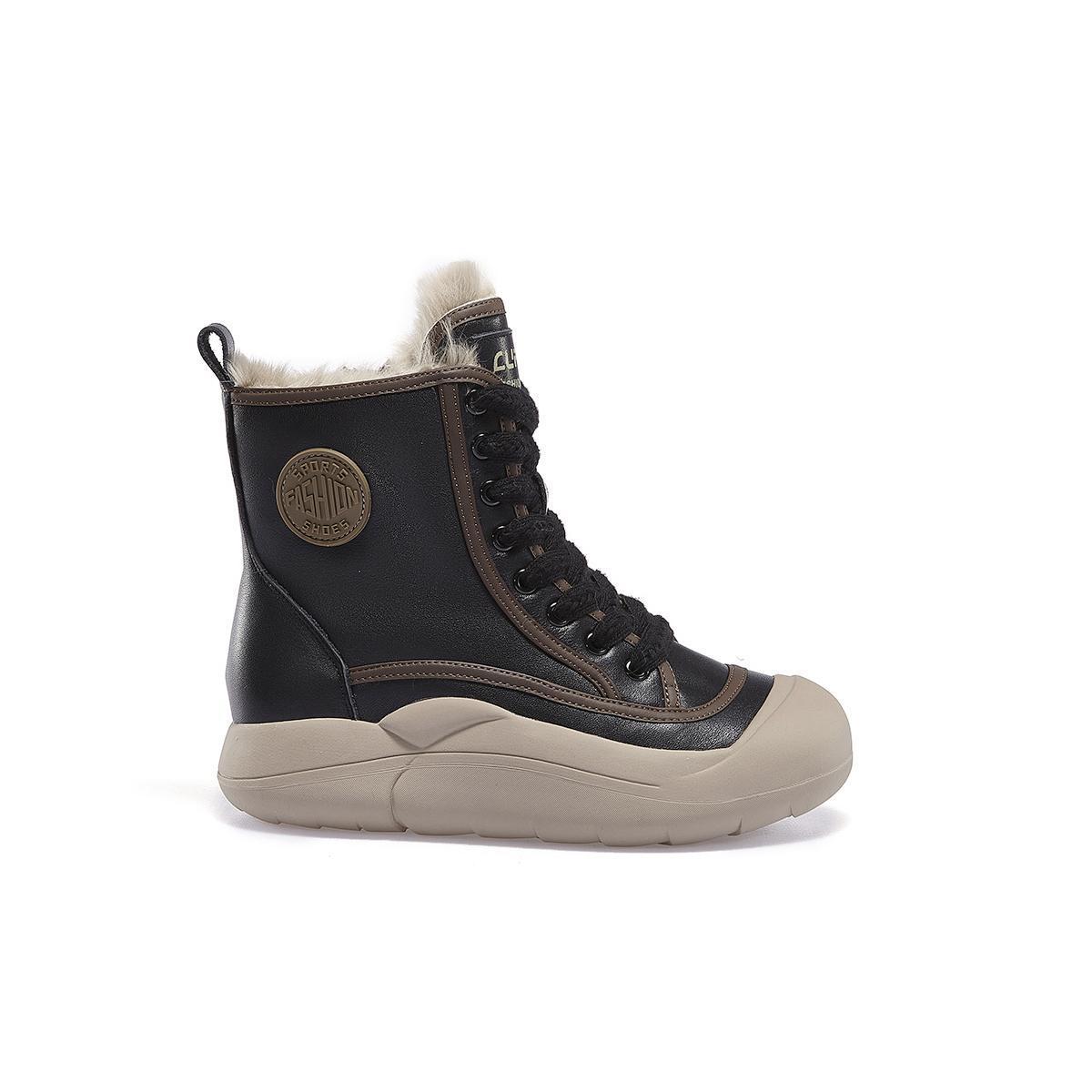 Women's thick-soled velvet mid-calf boots