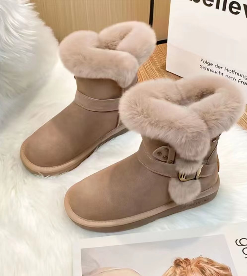 Thick Sole Plus Fleece Cotton Shoes