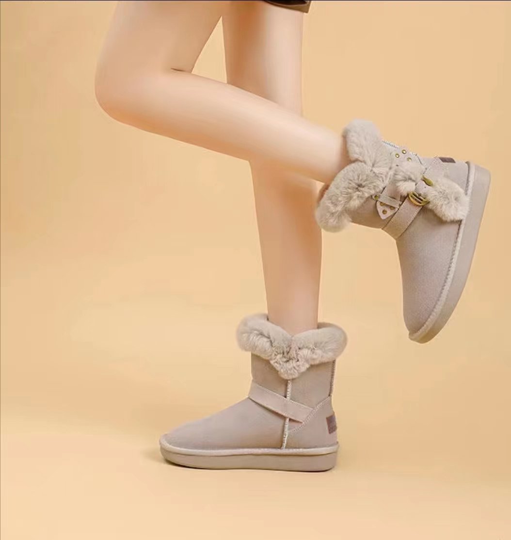 Thick Sole Plus Fleece Cotton Shoes
