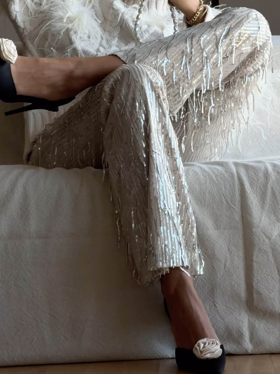 Sequin Fringe Pants