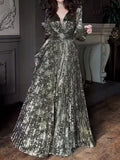 Elegant Hot Stamping Pleated Maxi Dress